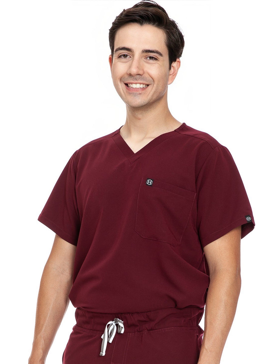 Men's Burgundy Scrub Top Humble